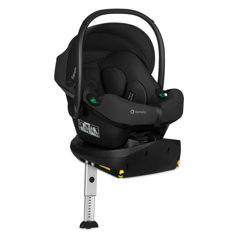 Scoica auto, Lionelo, i-Size Astrid, Testata ADAC, Cu baza rotativa 180 grade cu Isofix, 0-13 Kg, 40-87 cm, Cu maner si capotina reglabile, Conform cu R129, Negru Onyx